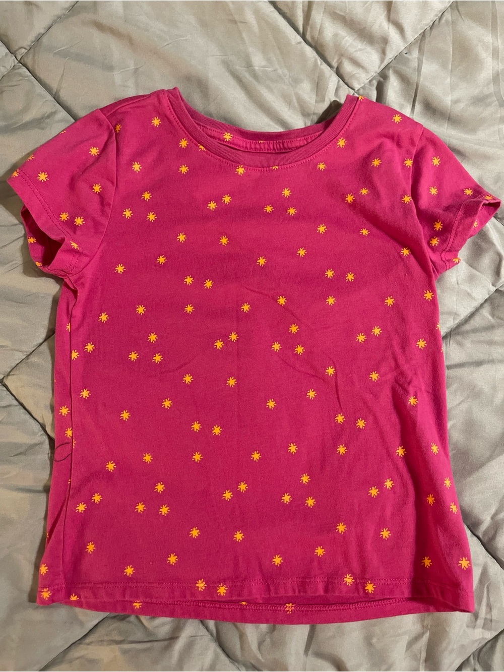 wonder nation Hot Pink Tee with Yellow Daisy Print
